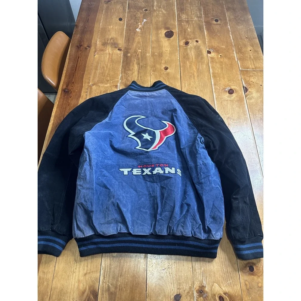 Vintage NFL Houston Texans Suede Leather Bomber Jacket Men's XL Officially
